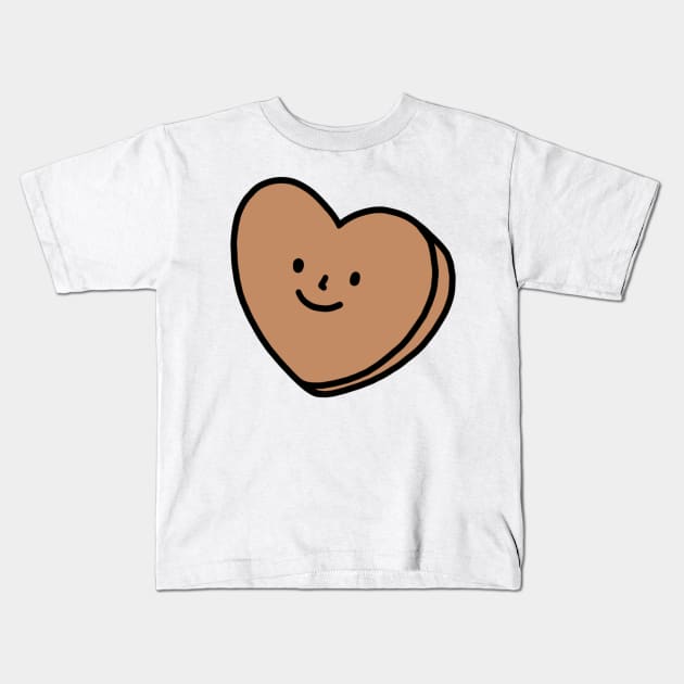 Brown Heart with Face | Quirky Heart Kids T-Shirt by smileyfriend